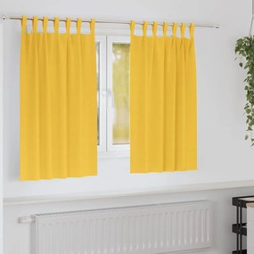 vidaXL Κουρτίνες Μαύρης Ύφανσης με Δαχτυλίδια 2 pcs Χαμομηλί κίτρινο