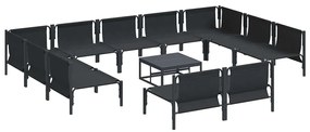 vidaXL Σετ Καναπέ Κήπου με μαξιλάρι 12 pcs Μαύρο Ατσάλι