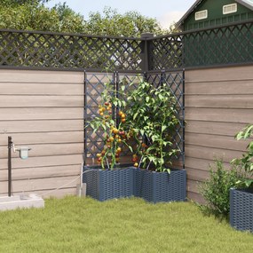 vidaXL Γλάστρες Κήπου 1 τεμ Καφασωτό Γκρι 80 x 80 x 142 cm Πλαστικό
