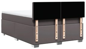 vidaXL Κρεβάτι Boxspring με Στρώμα Γκρι 140x190εκ. από Συνθετικό Δέρμα