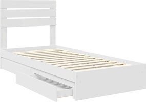 vidaXL Κρεβάτι Αποθήκης Λευκό 75 x 190 cm Επεξεργασμένο ξύλο
