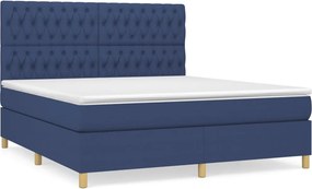 vidaXL Κρεβάτι Boxspring με Στρώμα Μπλε 180x200 εκ. Υφασμάτινο