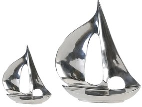 Διακοσμητικό Βάρκα Ασημί Αλουμίνιο 4x15x21cm