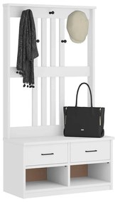vidaXL Δέντρο χωλ SANDNES Λευκό 87x40x159,5 εκ. Πεύκο μασίφ ξύλο