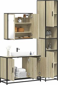 vidaXL Σετ Επίπλων Μπάνιου 3 Τεμαχίων Sonoma Δρυς Επεξεργασμένο Ξύλο