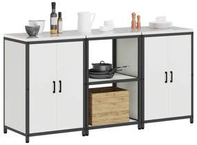 vidaXL Σετ Αποθήκευσης Κουζίνας με ράφι 3 pcs Λευκό 180 x 50 x 92 εκ.