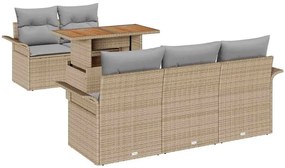 vidaXL Σετ Καναπέ Κήπου με αποθήκευση 6 pcs Μπεζ Πολυ ράταν