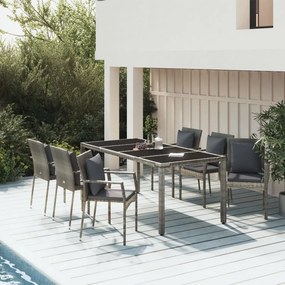 vidaXL Σετ Τραπεζαρίας Κήπου 7 τεμ. Γκρι Συνθ. Ρατάν με Μαξιλάρια