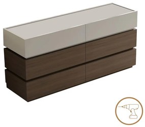 Sonlen melamine and mdf chest of drawers in walnut-beige shade 120x40x72cm 120x40x72 εκ.