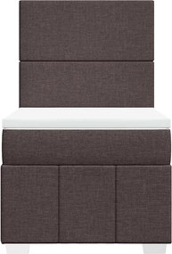 vidaXL Κρεβάτι Boxspring με Στρώμα Σκούρο Καφέ 90x200 εκ. Υφασμάτινο