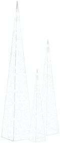 vidaXL Κώνοι Διακοσμητικοί LED Ακρυλικοί Σετ Ψυχρό Λευκό 60/90/120 εκ