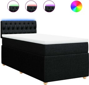 vidaXL Κρεβάτι Boxspring με Στρώμα Μαύρο 90x190 εκ.Υφασμάτινο