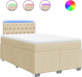 vidaXL Κρεβάτι Boxspring με Στρώμα Κρεμ 120x200 εκ. Υφασμάτινο