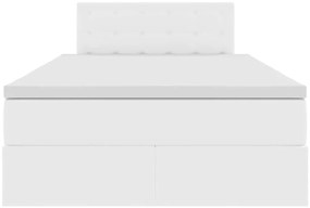 vidaXL Κρεβάτι Αποθήκης Καθαρό Λευκό 120 x 200 cm Τεχνητό Δέρμα