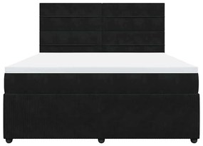 vidaXL Κρεβάτι Boxspring με Στρώμα Μαύρο 180x200 εκ. Βελούδινο