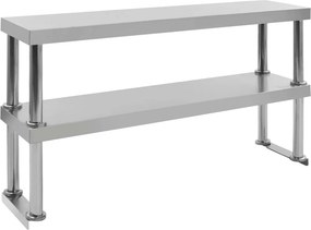vidaXL Ράφι Επιτραπέζιο για Πάγκο Διώροφο 120x30x65 εκ. Ανοξ. Ατσάλι
