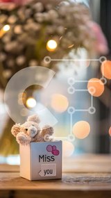 Intra Συλλεκτικό Ξύλινο Παζλ Plywood  4mm - Αρκουδάκι σε κουτί με μήνυμα "Miss You" και λουλούδια Σε Ξύλινο Κουτί - Διαστάσεις: 10x10 cm – 25 κομμάτια