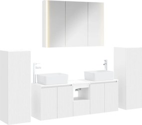 vidaXL Σετ Επίπλων Μπάνιου 6 pcs Λευκό Επεξεργασμένο Ξύλο και Γυαλί