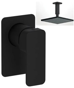 Eurorama Quadra Black Matt Ανακλινόμενη κεφαλή 30x30εκ.+Μίκτης Εντοιχισμού 1 Εξόδου