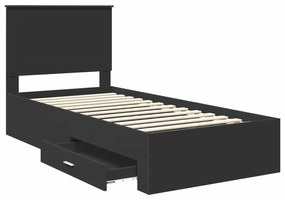 vidaXL Σκελετός Κρεβατιού με κεφαλάρι Μαύρο και Ασημί 75 x 190 cm