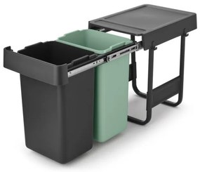 Brabantia Sort&Go κάδος χωριστής συλλογής 1008862, 2x15 l, Εσωτερική τοποθέτηση με τηλεσκοπικό πλαίσιο, Γκρι/πράσινο
