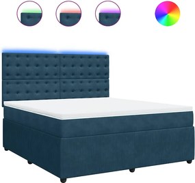 vidaXL Κρεβάτι Boxspring με Στρώμα Μπλε 180x200 εκ. Βελούδινο