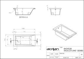Acrilan Mocca Line 150x80 - Ευθύγραμμη Ακρυλική Μπανιέρα - Maxxcoat