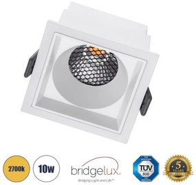 Χωνευτό Σποτ Downlight LED TrimLess 10W Λευκό-Θερμό 2700K PLUTO-M 60273 Globostar-60273-Λευκό 60273