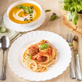 Kinghoff KH 1921 σερβίτσιο δείπνου, 18 τεμάχια, Για 6 άτομα, Οπαλ γυαλί, Λευκό/Σπαντέξ