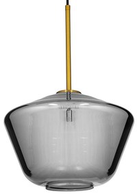 00873 GloboStar® AMARIS 00873 Μοντέρνο Κρεμαστό Φωτιστικό Ανάρτηση Μονόφωτο 1 x E27 IP20 Διάφανο Γυαλί με Χρυσό Μέταλλο - Μ30 x Π30 x Y22cm