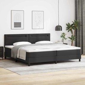 vidaXL Μαύρο Κρεβάτι Box Spring με Στρώμα, 200 x 200 εκ, Ψεύτικο Δέρμα