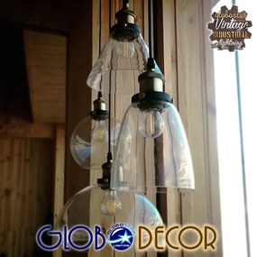 GloboStar COLLINS 01170 Vintage Κρεμαστό Φωτιστικό Οροφής Μονόφωτο 1 x E27 Γυάλινο Καμπάνα Φ18 x Y25cm - 01170