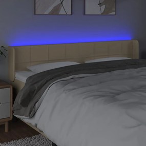 vidaXL Κεφαλάρι Κρεβατιού LED Κρεμ 203x16x78/88 εκ. Υφασμάτινο