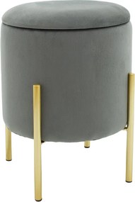 Σκαμπό Creativity pakoworld βελούδο γκρι-χρυσό Φ35x42εκ