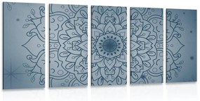 Εικόνα 5 τμημάτων σκούρο μπλε λουλούδι Mandala - 100x50