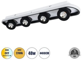Φωτιστικό Οροφής LED CCT Κινούμενα Σποτ 48W Αλουμίνιο NESPO Globostar -61214-Μαύρο 61214