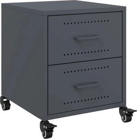 vidaXL Κομοδίνα 2 τεμ. Ανθρακί 36x39x43,5 εκ. από Χάλυβα