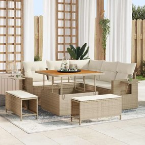 vidaXL Σετ Καναπέ Κήπου 8 pcs Μπεζ συνθετικό ρατάν
