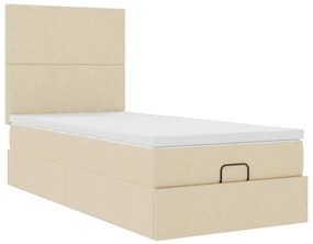 vidaXL Οθωμανικό κρεβάτι με στρώμα Cream 90x190cm ύφασμα