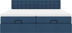 vidaXL Οθωμανικό κρεβάτι με στρώματα μπλε 180x200cm ύφασμα