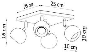 Sollux Φωτιστικό οροφής Oculare 4,ατσάλι,4xGU10/40w