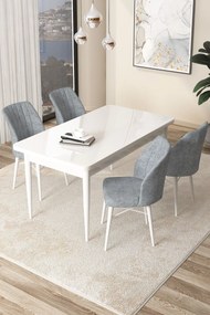 Dining Table &amp; Chairs Set (5 Pieces) Arp - White, Grey White
Grey