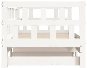 vidaXL Καναπές Κρεβάτι Συρόμενος Λευκός 90 x 190 εκ. Μασίφ Ξύλο Πεύκου