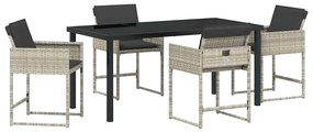 vidaXL Σέτ φαγητού για κήπο 5 pcs Ανοιχτό γκρι συνθετικό ρατάν