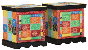 vidaXL Κομοδίνο 2 τεμάχια Πολύχρωμο 40x35x45 cm Στερεό ξύλο Mango