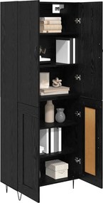 vidaXL Highboard 2 pcs Μαύρη Οξυά Μηχανική ξυλεία και γυαλί