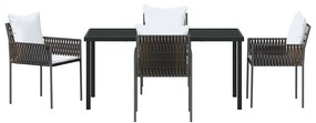 vidaXL Σέτ φαγητού για κήπο 5 pcs Καφέ και Μαύρο Ράτα PE