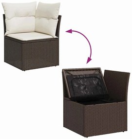 vidaXL Σετ Καναπέ Κήπου με μαξιλάρι 8 pcs Καφέ, Κρέμα 55 x 55 x 37 εκ