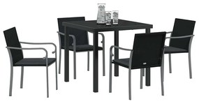 vidaXL Σέτ φαγητού για κήπο 5 pcs Μαύρο Πολυ ράταν
