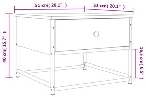 Τραπεζάκι Σαλονιού Γκρι Sonoma 51x51x40 εκ. Επεξεργασμένο Ξύλο - Γκρι